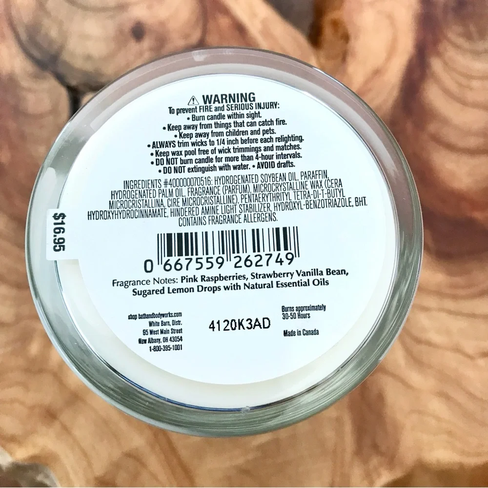 🆕35+hrs Raspberry and Whipped Vanilla Single Wick Candle - Picture 3 of 4